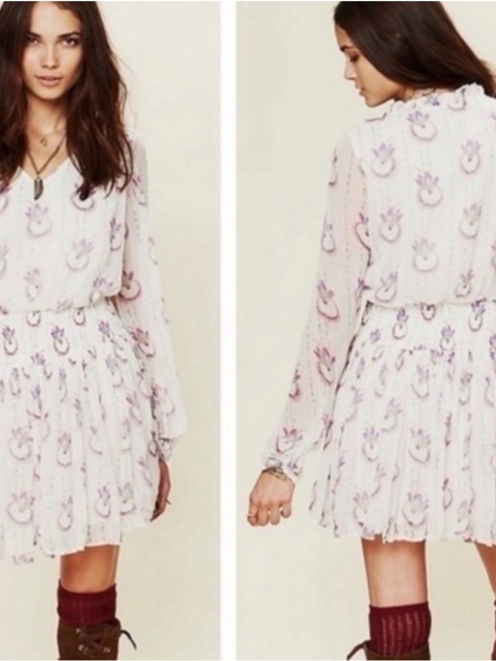 FREE PEOPLE Wild Horses Dreamcatcher Novelty Print Mini Dress Sz large